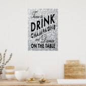 Tijd om Champagne Silver Poster te Drinken (Keuken)