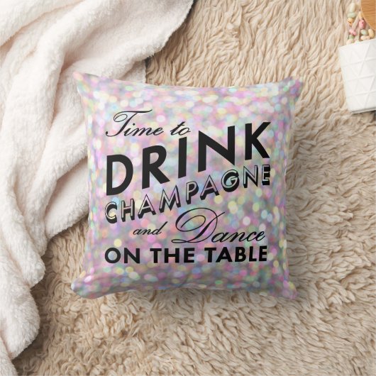 Tijd om Champagne Sparkly Pillow te Drinken Kussen (Deken)