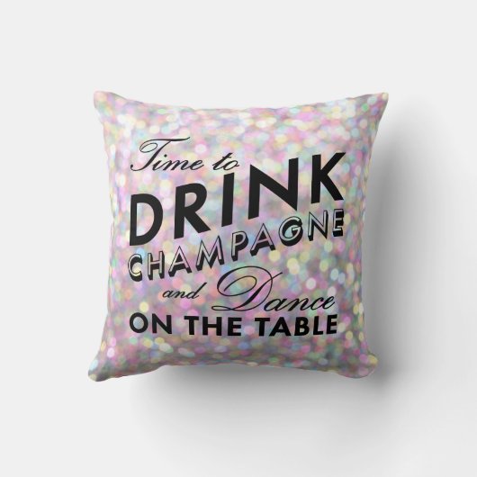 Tijd om Champagne Sparkly Pillow te Drinken Kussen (Achterkant)