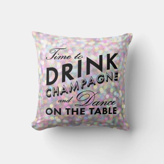 Tijd om Champagne Sparkly Pillow te Drinken Kussen (Voorkant)