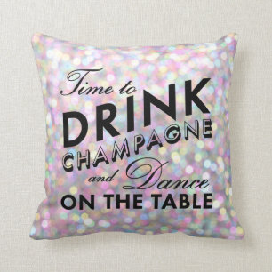 Tijd om Champagne Sparkly Pillow te Drinken Kussen