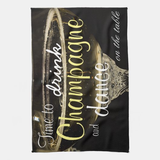 Tijd om champagne te drinken en te dansen op tafel theedoek (Verticaal)