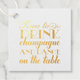 Tijd om champagne te drinken Gouden monogram Bedankjes Labels