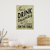 Tijd om champagne te drinken Gouden Poster (Keuken)