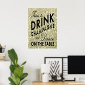 Tijd om champagne te drinken Gouden Poster (Thuiskantoor)