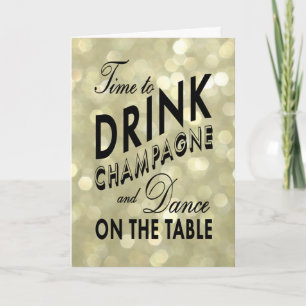 Tijd om Champagne te Drinken op Gold Holiday Card Feestdagen Kaart