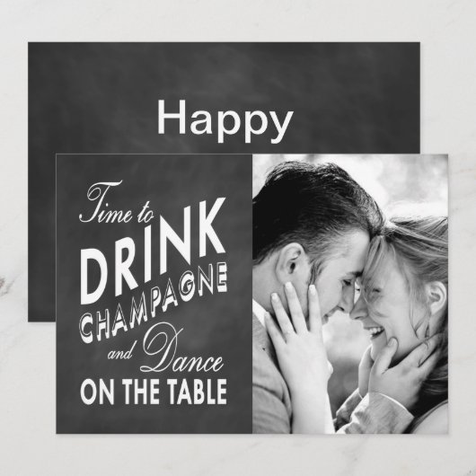 Tijd om champagne te drinken Vakantie Fotokaart Feestdagenkaart (Voorkant / Achterkant)