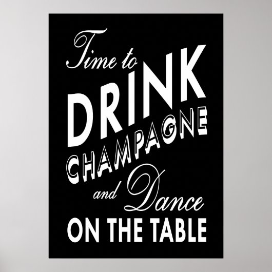 Tijd om champagne te drinken Zwarte Poster (Voorkant)