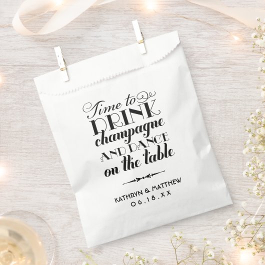 Tijd om champagne te drinken Zwarte Script Bruilof Bedankzakje (Geknipt)