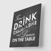 Tijd om Champagne Wall Clock op het bord te Drinke Vierkante Klok (Hoek)