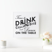 Tijd om Champagne Wall Clock te Drinken Vierkante Klok (Huis)