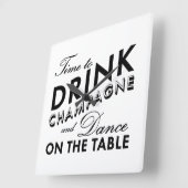 Tijd om Champagne Wall Clock te Drinken Vierkante Klok (Hoek)