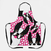 Tijd om de Boston Terriers Pink Polka Dot te voede Schort (Voorkant)