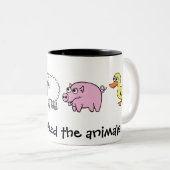 Tijd om de dieren te voeden! Virtuele landbouwers Tweekleurige Koffiemok (Voorkant rechts)