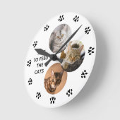 "Tijd om de kat te voeden" Kat Lovers gepersonalis Ronde Klok (Hoek)