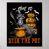 Tijd om de pot grappige wasbeer heks Halloween roe Poster (Voorkant)