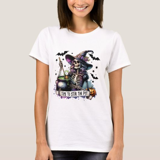 Tijd om de pot Halloween Mischief Design roeren T-shirt (Voorkant)