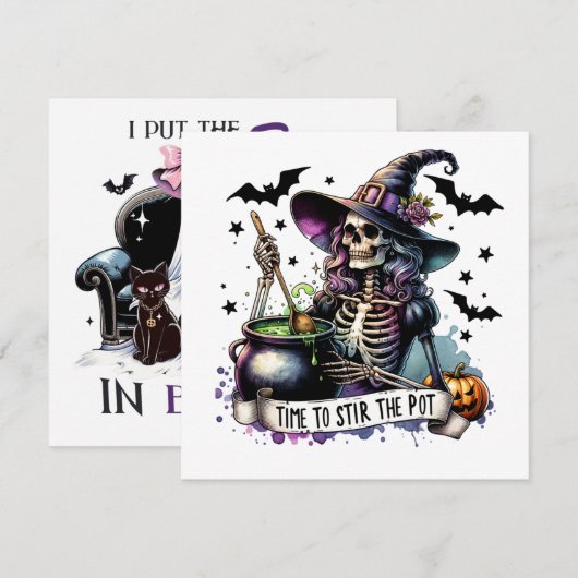 Tijd om de Pot Skeleton Witch te roeren Kaart (Voorkant / Achterkant)