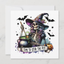 Tijd om de Pot Skeleton Witch te roeren Kaart