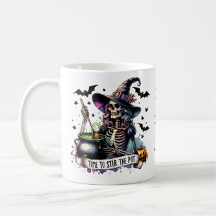 Tijd om de Pot Skeleton Witch te roeren Koffiemok