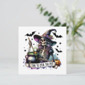 Tijd om de Pot te Roeren Skeleton Heks Kaart (Staand voorkant)