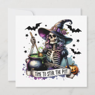 Tijd om de Pot te Roeren Skeleton Witch Kaart