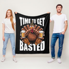 Tijd om de Thanksgiving-kalkoen bier te besproeien Fleece Deken