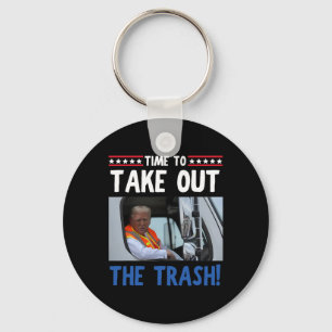 Tijd om de vuilnisbak Funny Trump Garbage Tru uit  Sleutelhanger