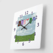 Tijd om de was te doen vierkante klok (Hoek)