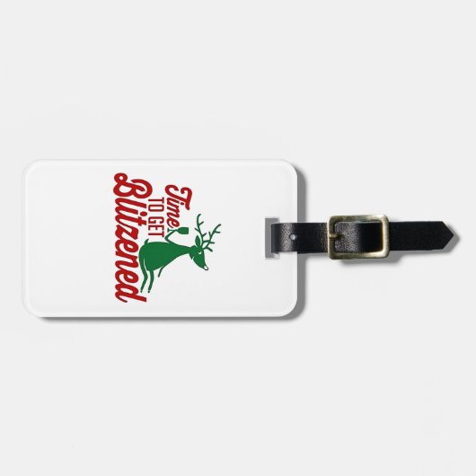 Tijd om dronken te worden Kerstmis rendier  Bagagelabel (Voorkant horizontaal)