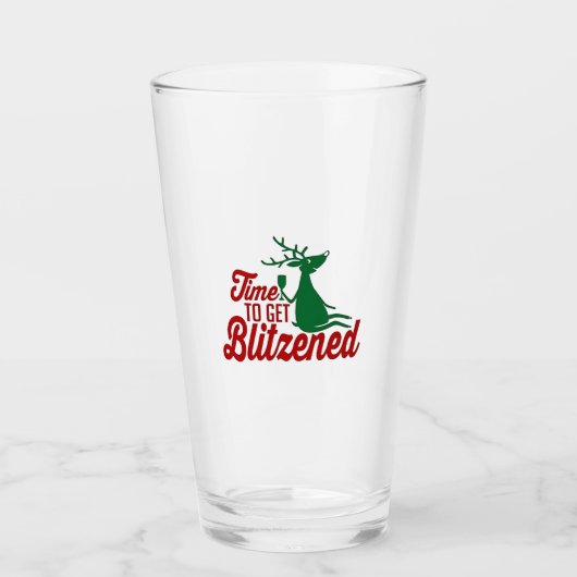 Tijd om dronken te worden Kerstmis rendier Glas (Voorkant)