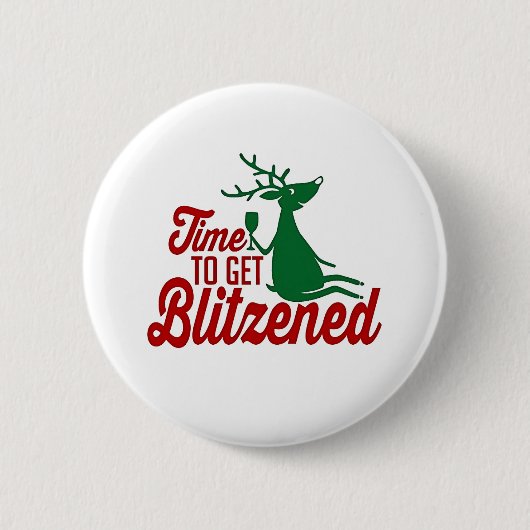 Tijd om dronken te worden Kerstmis rendier Ronde Button 5,7 Cm (Voorkant)
