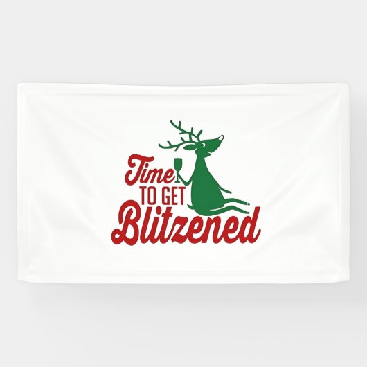 Tijd om dronken te worden Kerstmis rendier  Spandoek (Horizontaal)