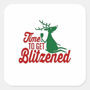 Tijd om dronken te worden Kerstmis rendier Vierkante Sticker