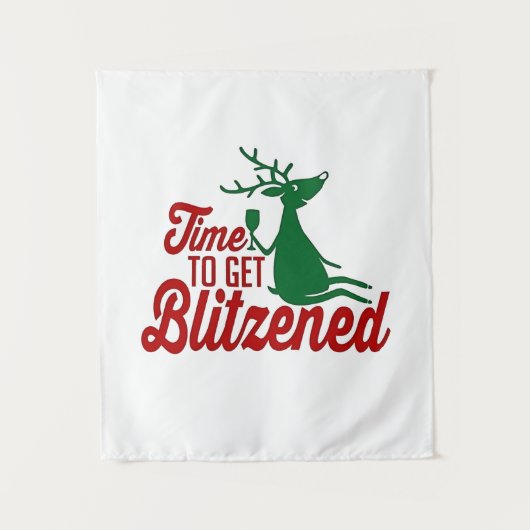 Tijd om dronken te worden Kerstmis rendier Wandkleed (Voorkant)