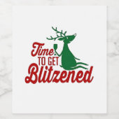 Tijd om dronken te worden Kerstmis Rendier  Wijn Etiket (Enkel label)