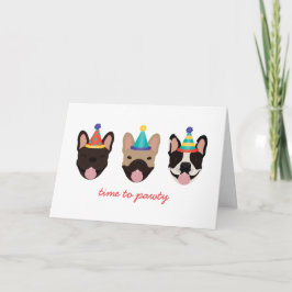 Tijd om Franse Bulldog Party Petten Red te betalen Kaart