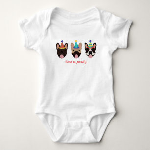 Tijd om Franse Bulldog Party Petten Red te betalen Romper