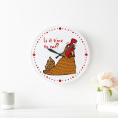 Tijd om Funny Chicken Lovers Hen Wall Clock te ete Grote Klok (Huis)