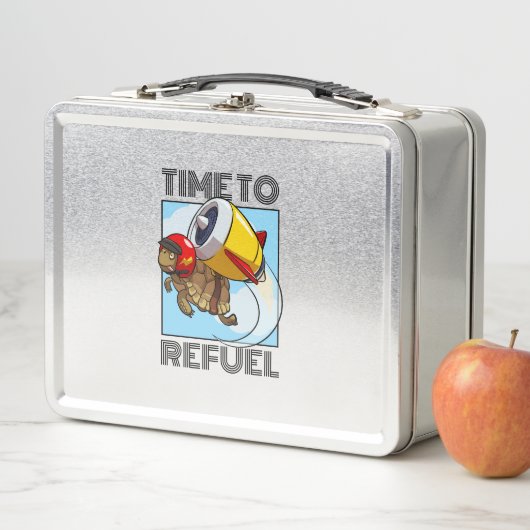 Tijd om Funny Jet Pack Tortoise Cartoon te tanken (In situ)