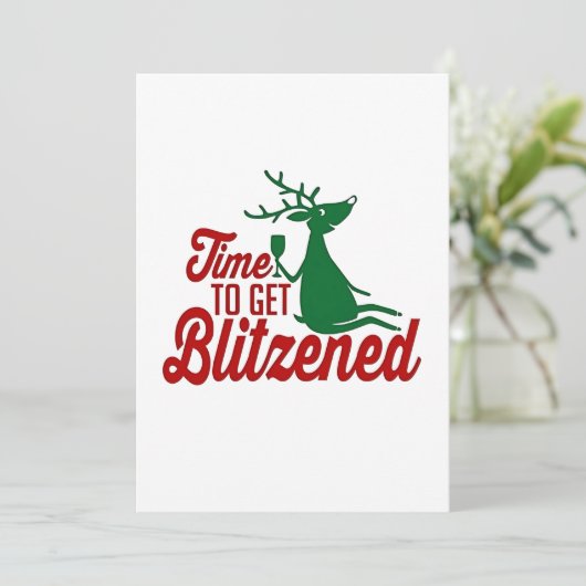 Tijd om geblindeerde kerstrendieren te krijgen kaart (Staand voorkant)