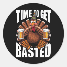 Tijd om Gebraden Kalkoen voor Thanksgiving Bier te Ronde Sticker