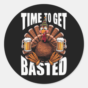 Tijd om Gebraden Kalkoen voor Thanksgiving Bier te Ronde Sticker