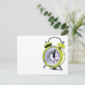 Tijd om gele wekker tekening wakker te maken briefkaart (Staand voorkant)