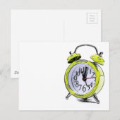 Tijd om gele wekker tekening wakker te maken briefkaart (Voorkant / Achterkant)