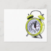 Tijd om gele wekker tekening wakker te maken briefkaart (Voorkant)