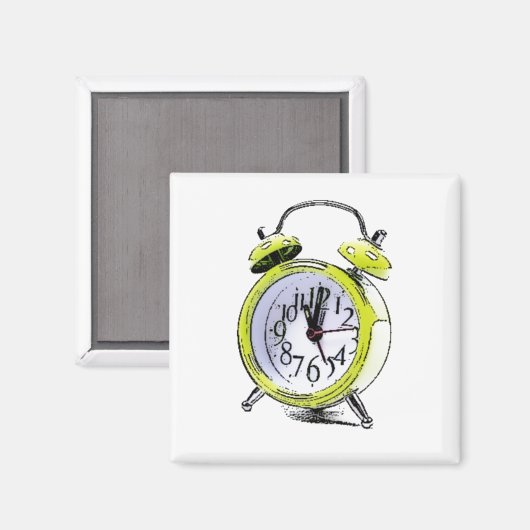 Tijd om gele wekker tekening wakker te maken magneet (Voorkant / Achterkant)