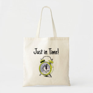 Tijd om gele wekker tekening wakker te maken tote bag