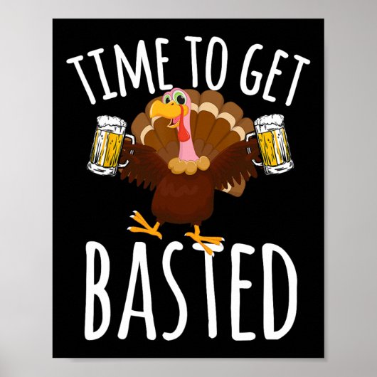 Tijd om grappig bier te krijgen Thanksgiving kalko Poster (Voorkant)