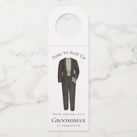 Tijd om Groomsman Proposal  Tuxedo aan te passen Flessenhanger (Voorkant)